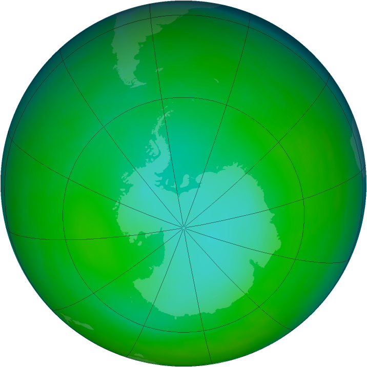 Antarctic ozone map for June 1981